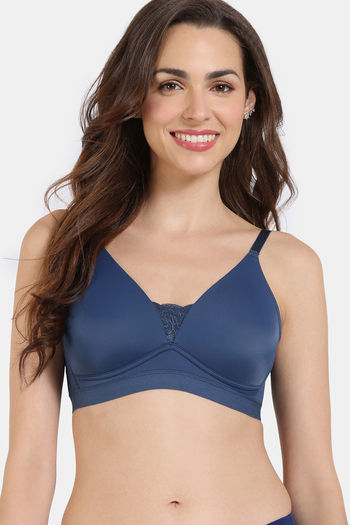 Buy Zivame Beautiful Basics Padded Non Wired 3/4th Coverage T-Shirt Bra - Sargasso Sea